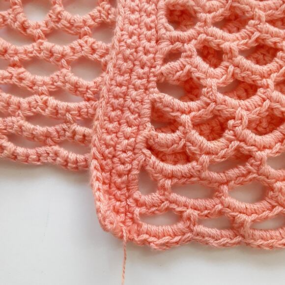 Vintage 1930s Crochet Cardigan Sweater Pink Bed Jacket Caftan Hollow Out Knit - Picture 5 of 9